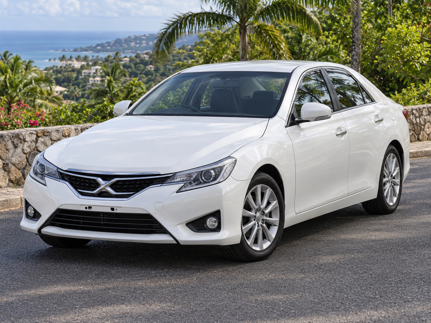 White Toyota Mark X 250G Yellow Label sedan